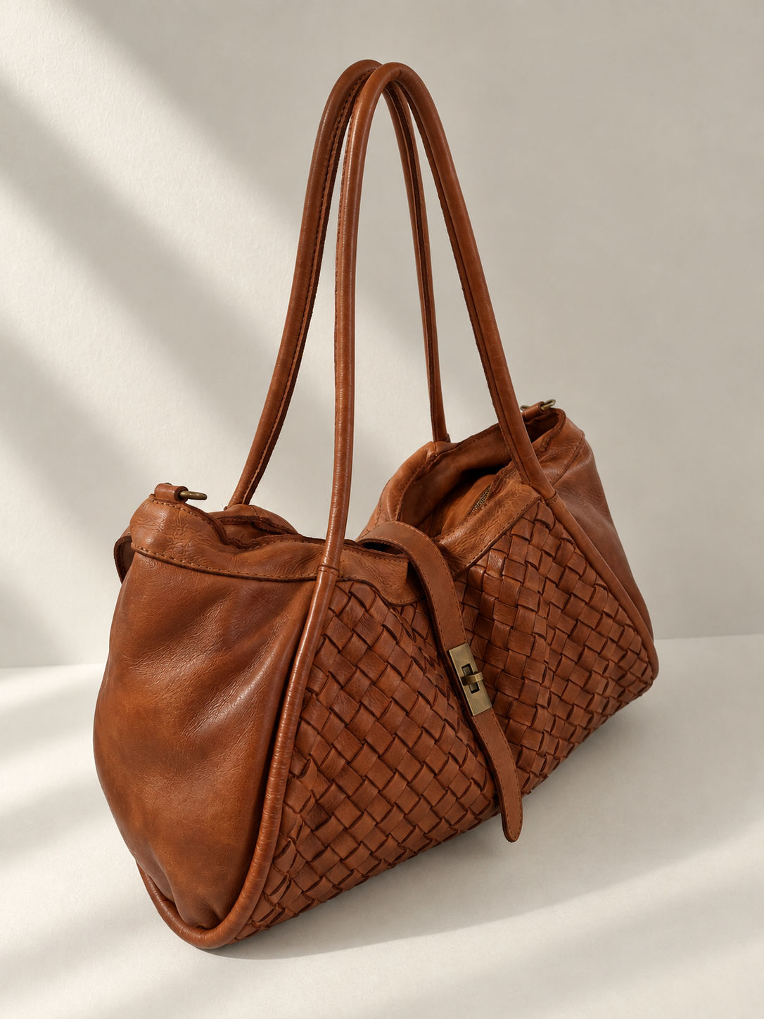 Borsa Donna in Vera Pelle Made in Italy – Borsa Intrecciata a Spalla e Top Handle