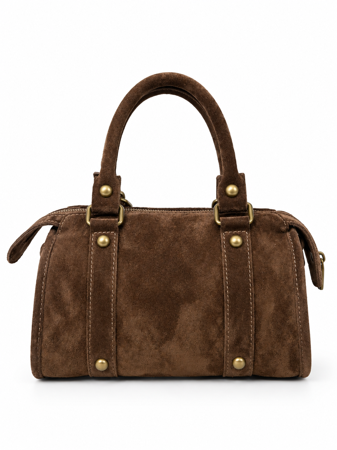 Borsa a Mano in Vera Pelle Scamosciata Made in Italy – Bauletto Vintage con Dettagli Dorati e Tracolla Regolabile