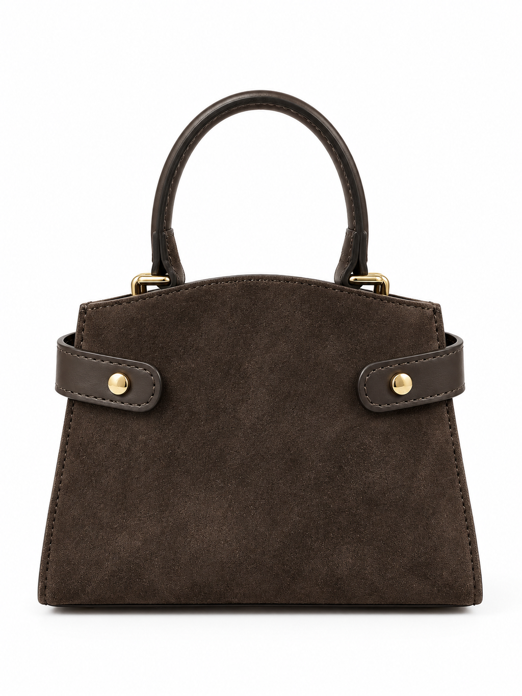 Borsa a Mano Donna in Pelle Marrone con Tracolla Regolabile, Chiusura Gold, Design Elegante e Strutturato