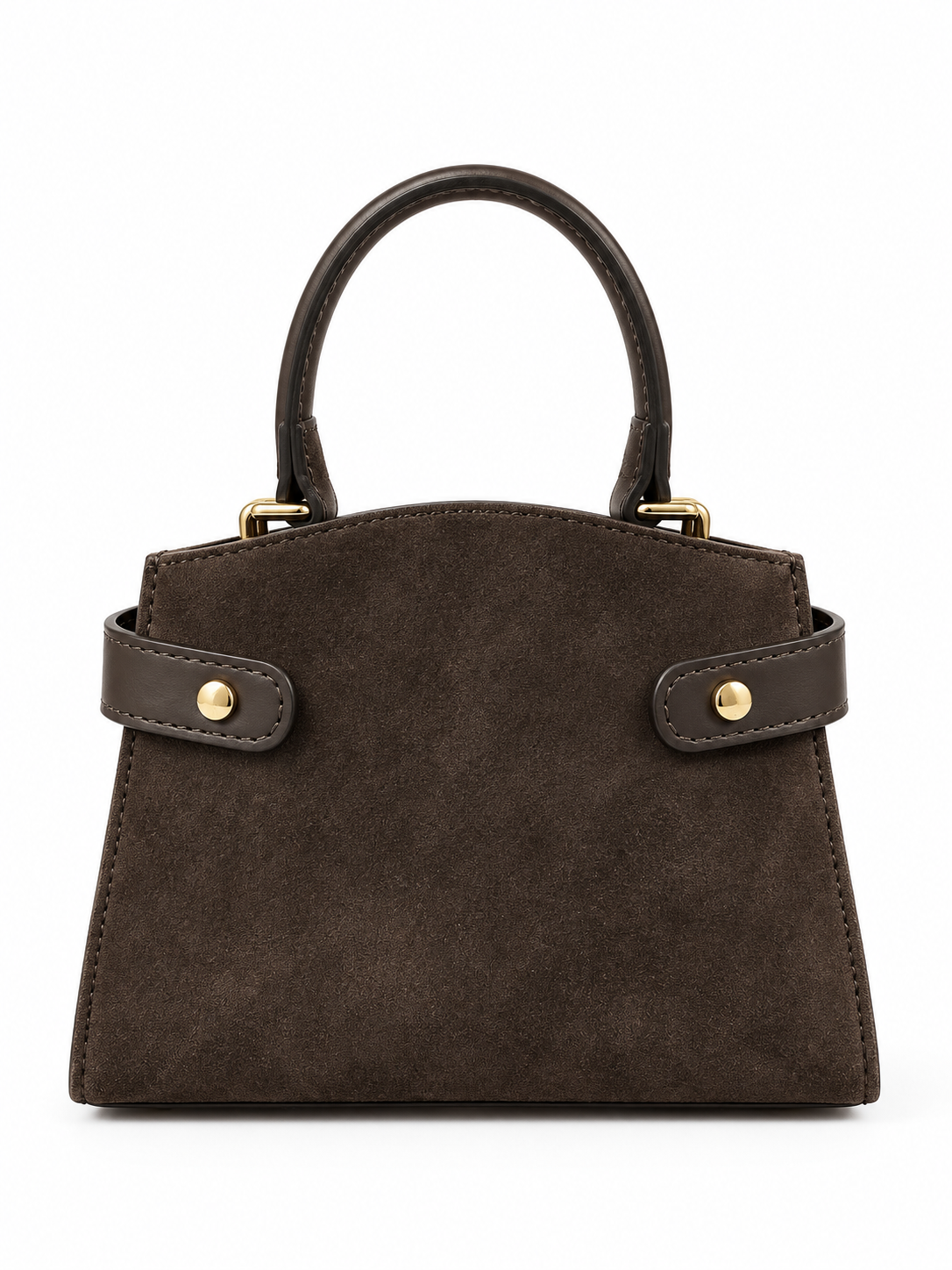 Borsa a Mano Donna in Pelle Marrone con Tracolla Regolabile, Chiusura Gold, Design Elegante e Strutturato