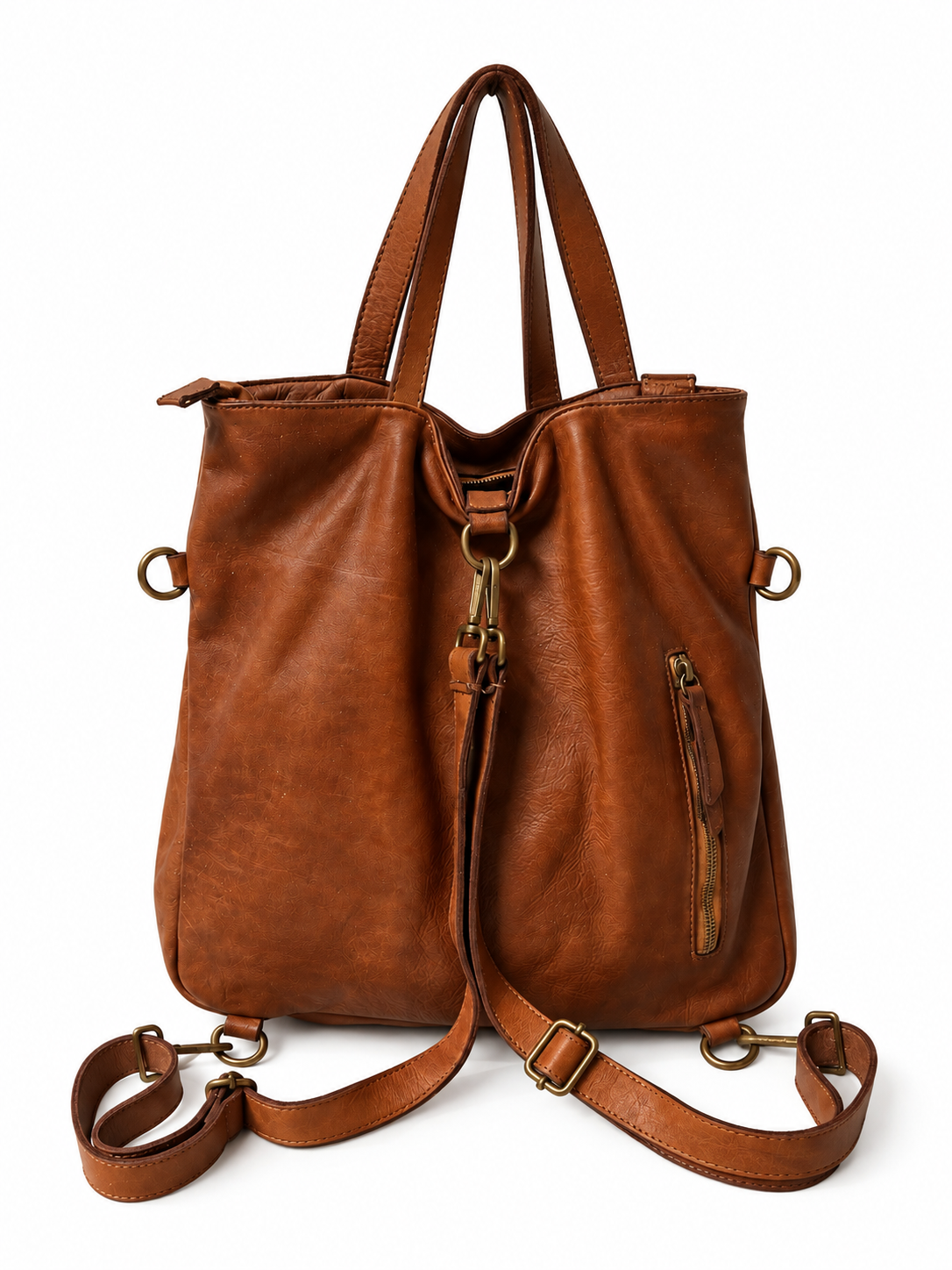 Borsa Convertibile in Pelle Lavata dal Design Italiano – Zaino e Borsa a Spalla 2-in-1