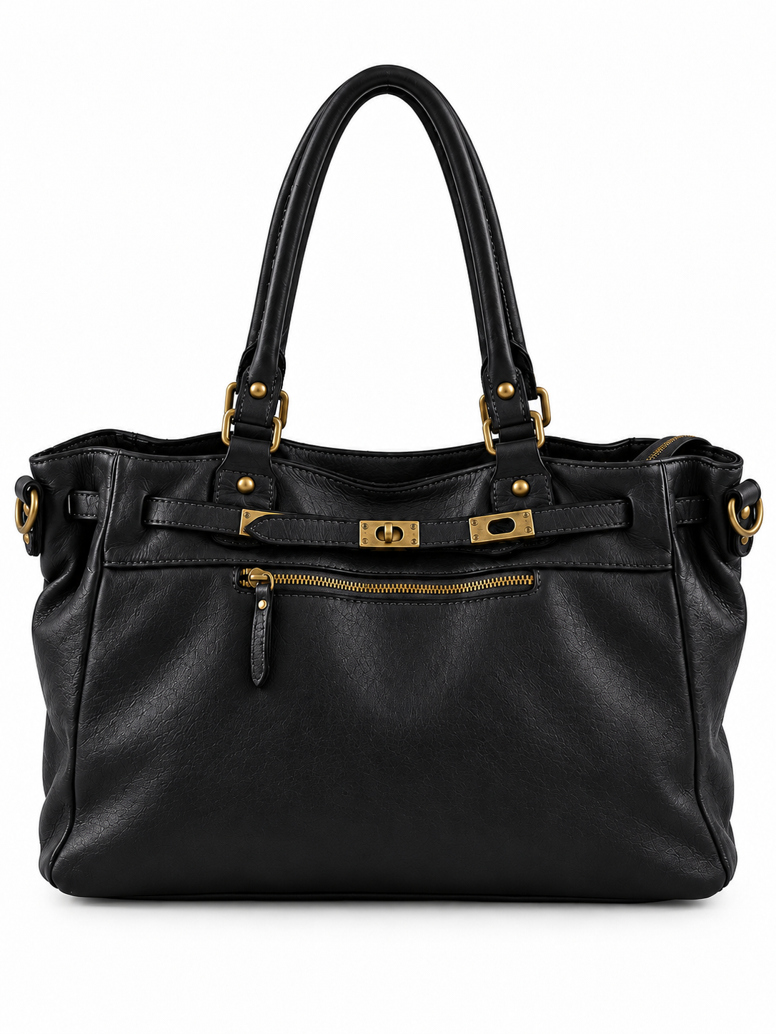 Borsa Donna in Vera Pelle Made in Italy – Borsa a Doppio Manico con Tasca Frontale con Zip