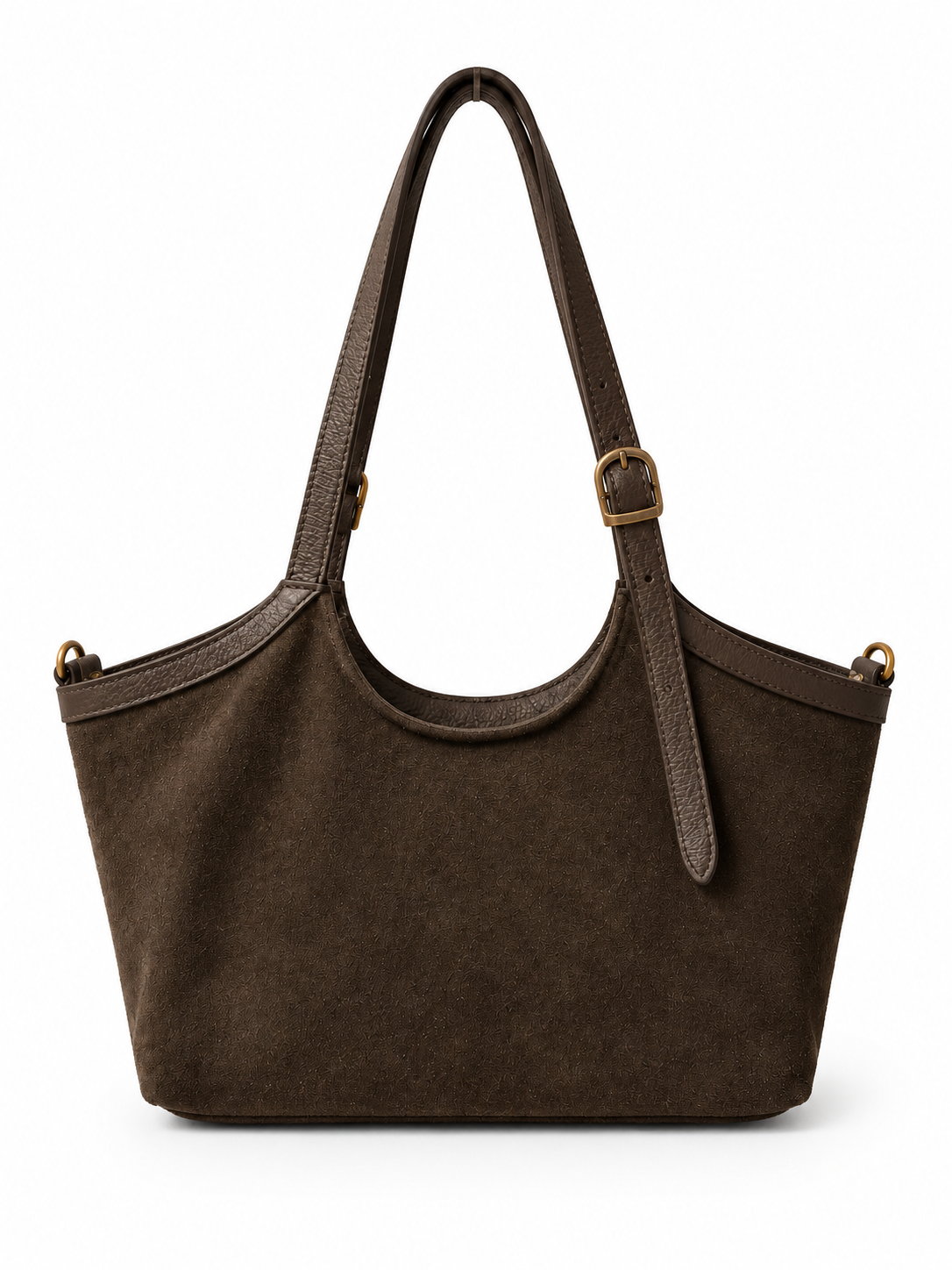 Borsa Shopper Donna in Vera Pelle Scamosciata Made in Italy con Manici Regolabili e Zip
