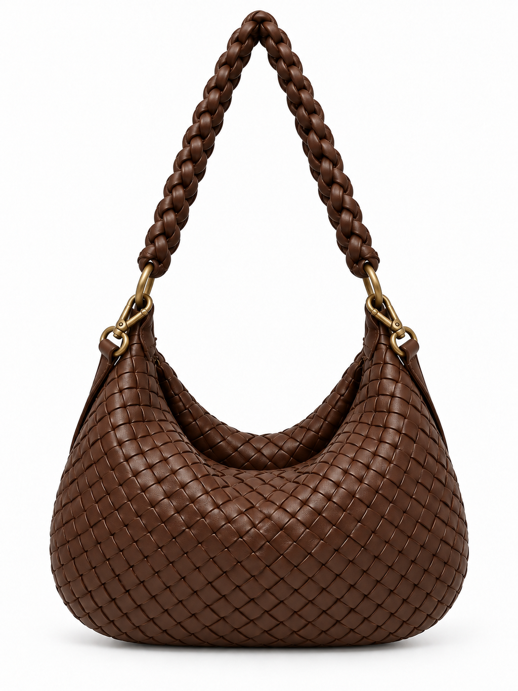 Borsa a spalla in pelle intrecciata a mano con tracolla intrecciata