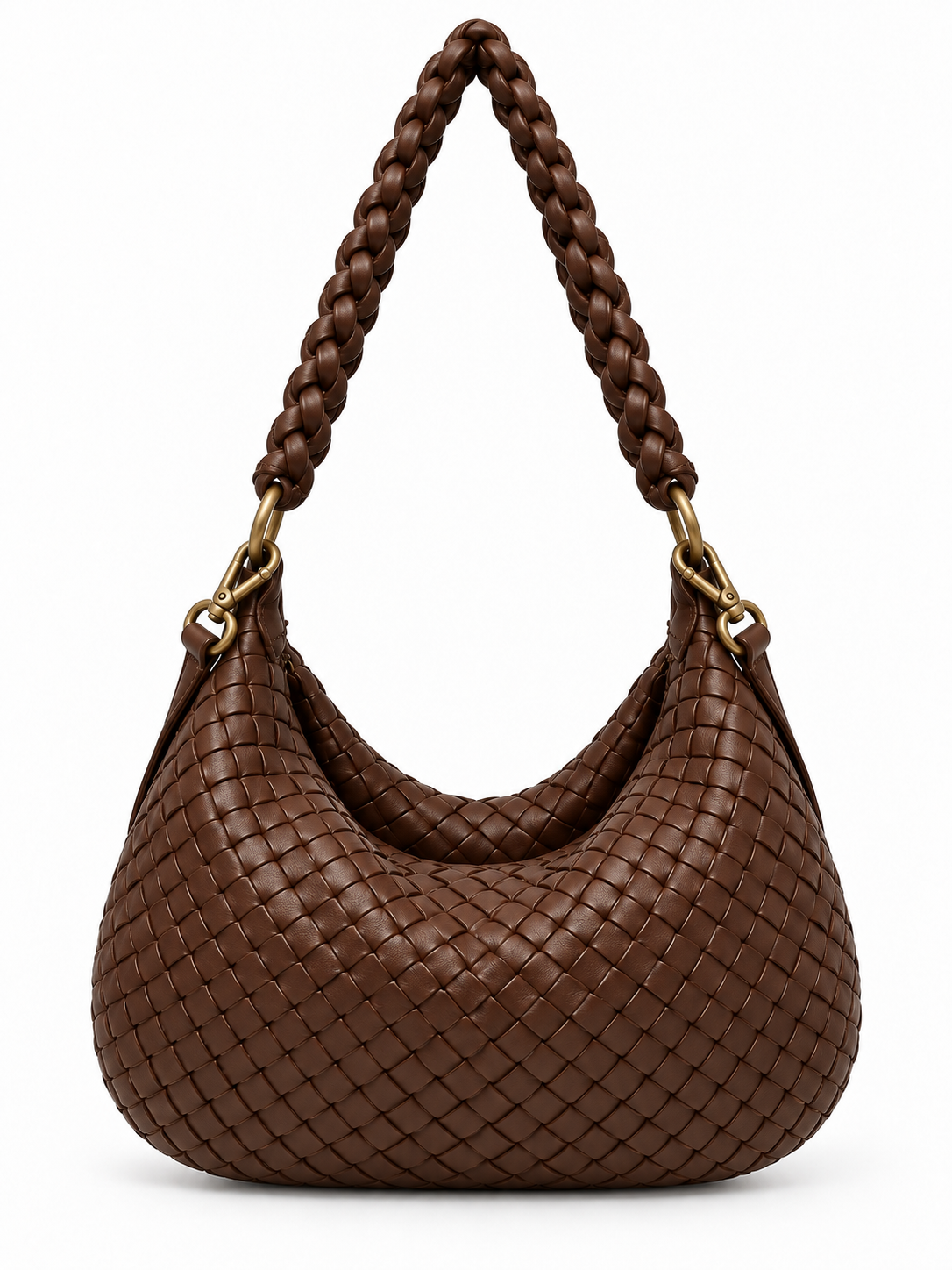 Borsa a spalla in pelle intrecciata a mano con tracolla intrecciata
