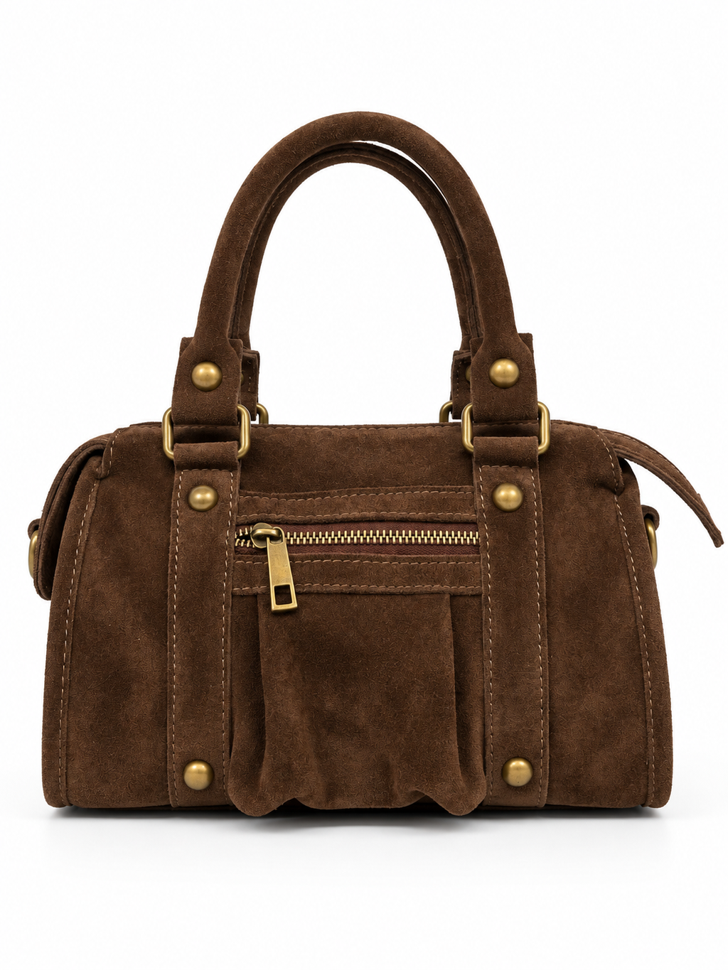 Borsa a Mano in Vera Pelle Scamosciata Made in Italy – Bauletto Vintage con Dettagli Dorati e Tracolla Regolabile