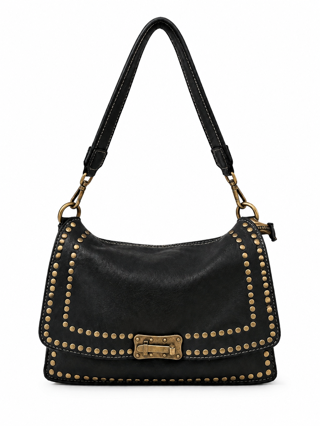 Borsa Donna in Vera Pelle Made in Italy con Borchie, Tracolla Intrecciata e Doppia Portabilità