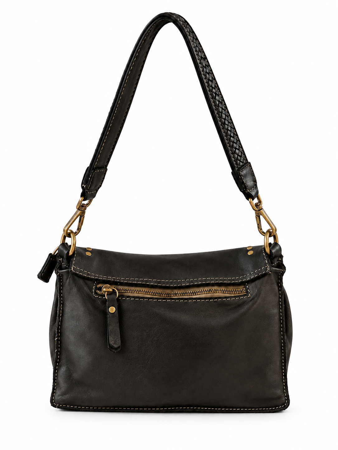Borsa Donna in Vera Pelle Made in Italy con Borchie, Tracolla Intrecciata e Doppia Portabilità