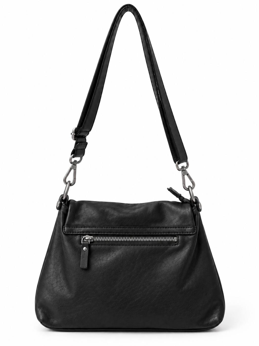 Borsa in Pelle di Dimensioni Medio-Piccole da Spalla con Patta con Fibbia e Tracolla Regolabile