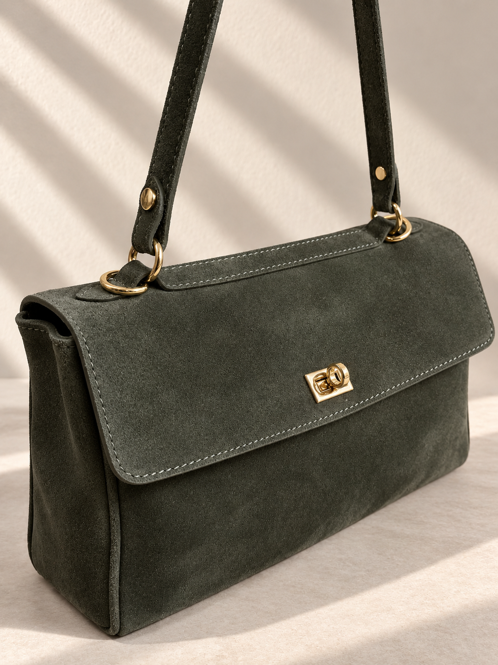 Borsa Donna in Camoscio Vera Pelle Made in Italy con Tracolla Rimovibile