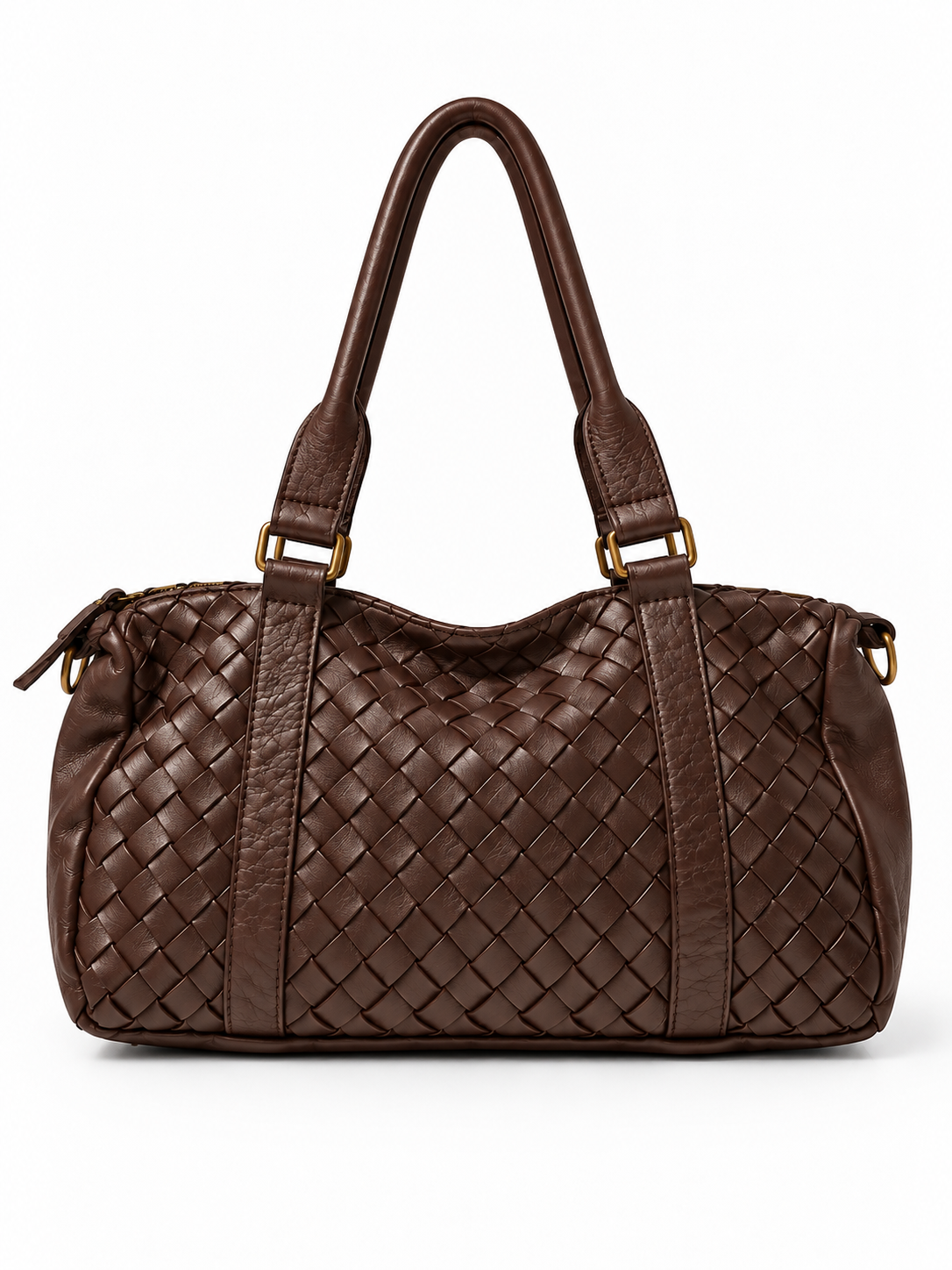 Borsa Duffle Donna in Vera Pelle Lavata Made in Italy – Borsa Intrecciata con Doppio Manico