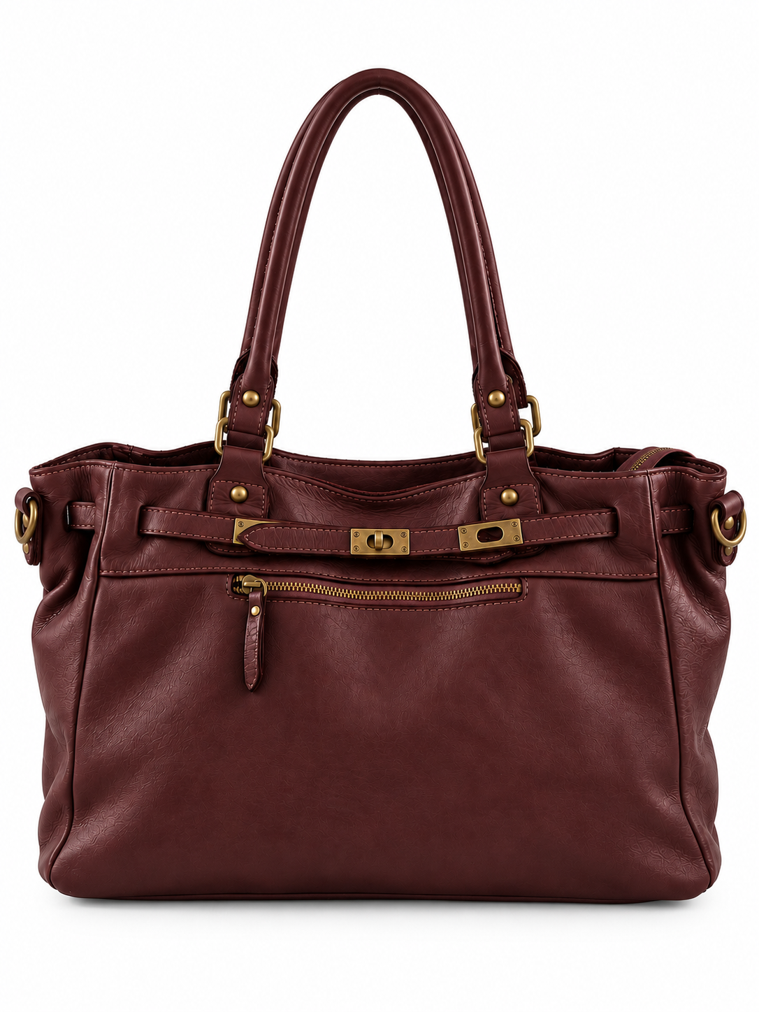 Borsa Donna in Vera Pelle Made in Italy – Borsa a Doppio Manico con Tasca Frontale con Zip