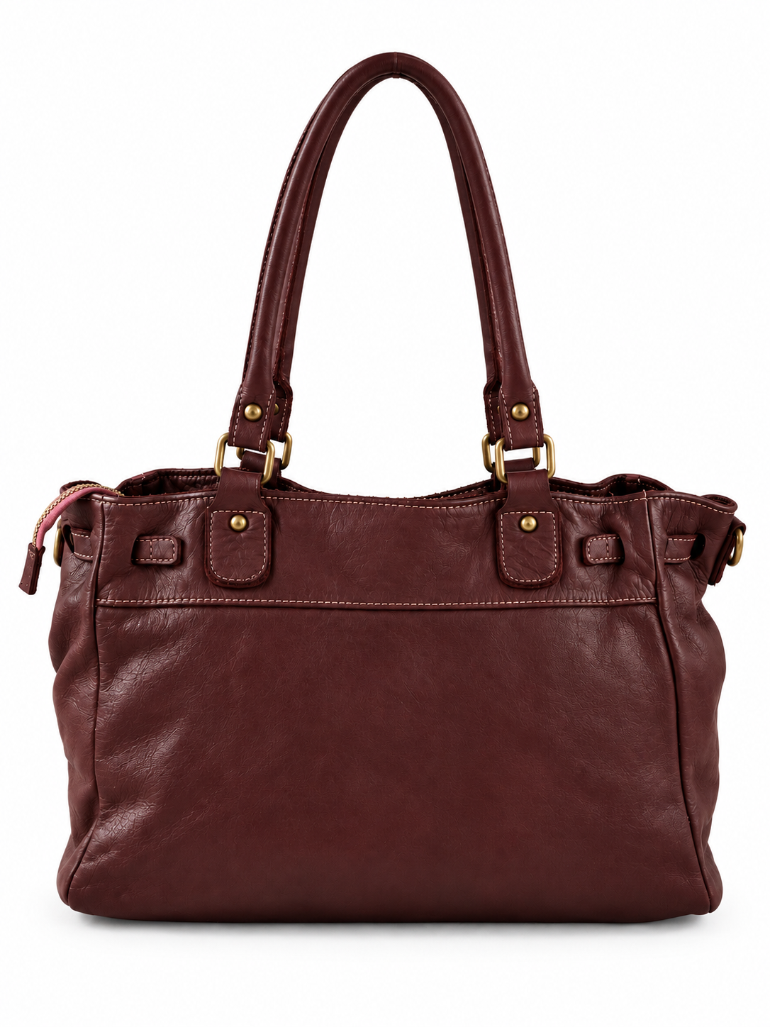 Borsa Donna in Vera Pelle Made in Italy – Borsa a Doppio Manico con Tasca Frontale con Zip