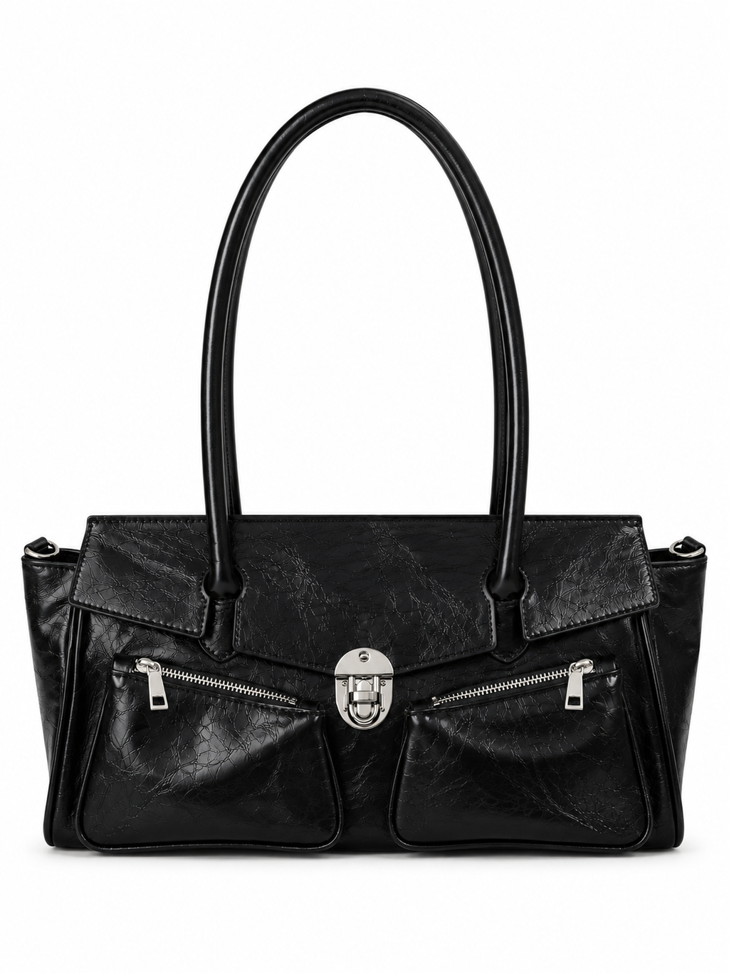 Borsa Donna in Vera Pelle Made in Italy con Tasche Frontali e Chiusura in Metallo