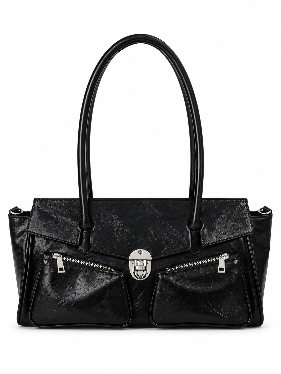 Borsa Donna in Vera Pelle Made in Italy con Tasche Frontali e Chiusura in Metallo
