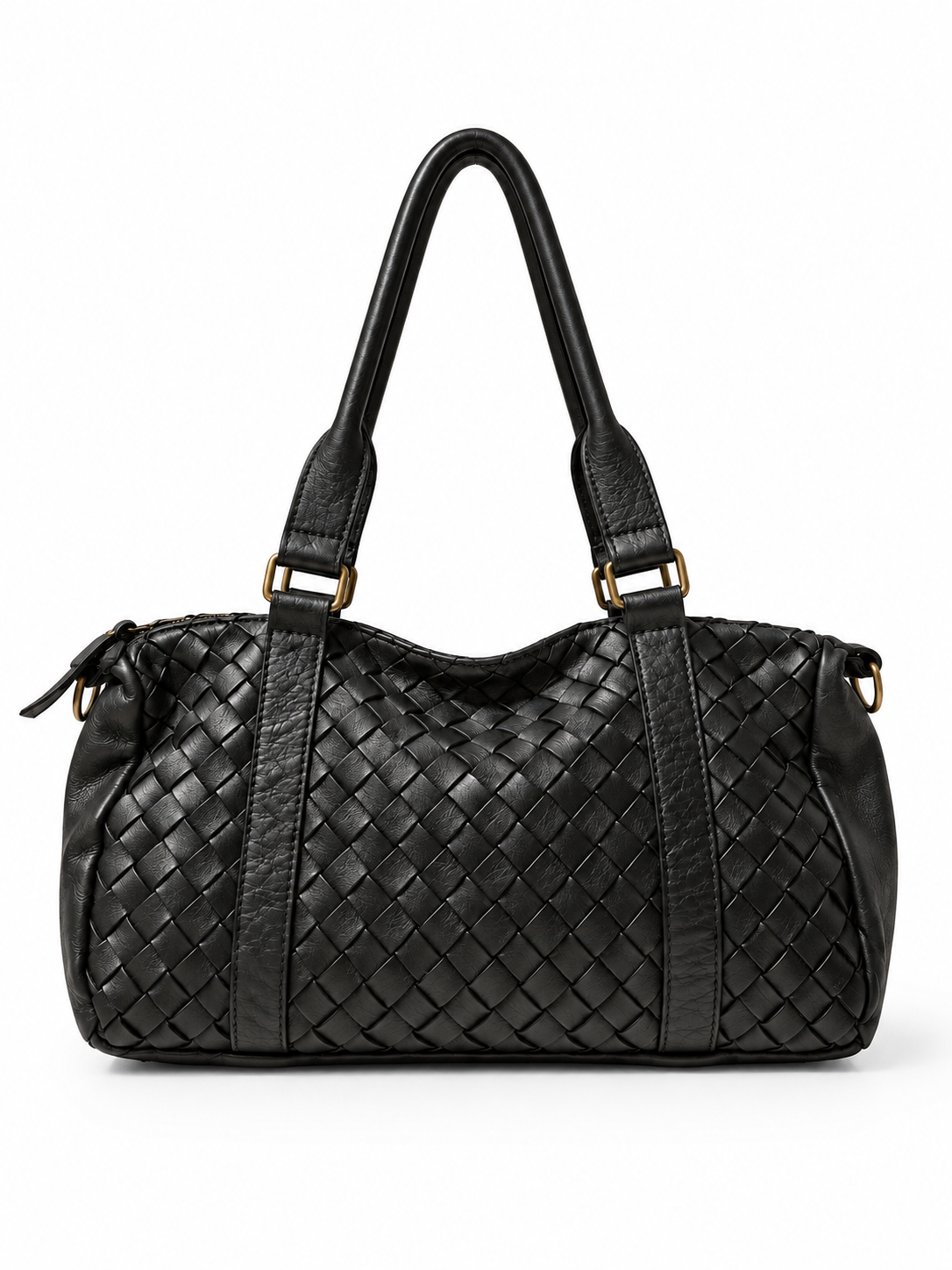 Borsa Duffle Donna in Vera Pelle Lavata Made in Italy – Borsa Intrecciata con Doppio Manico