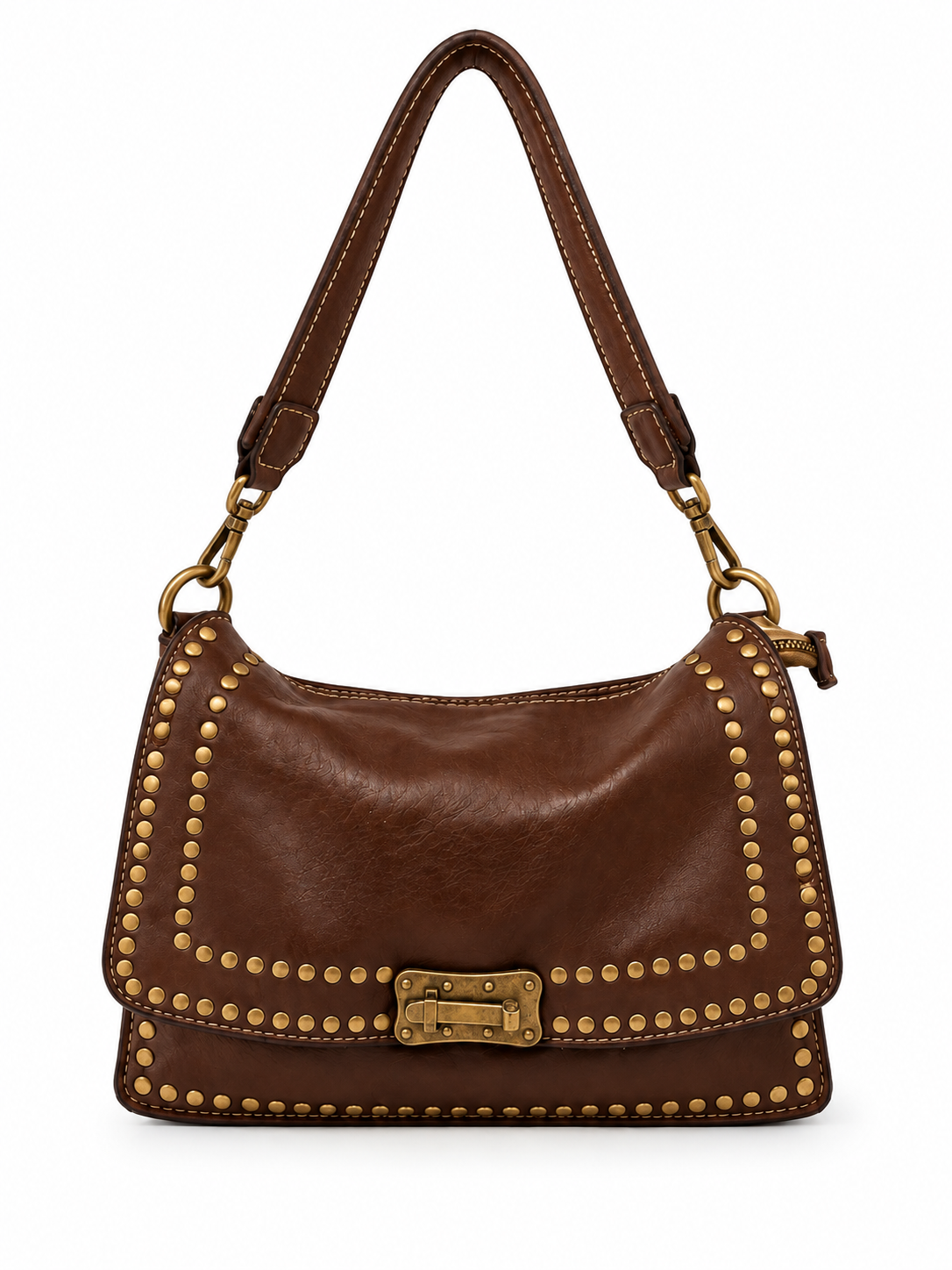 Borsa Donna in Vera Pelle Made in Italy con Borchie, Tracolla Intrecciata e Doppia Portabilità