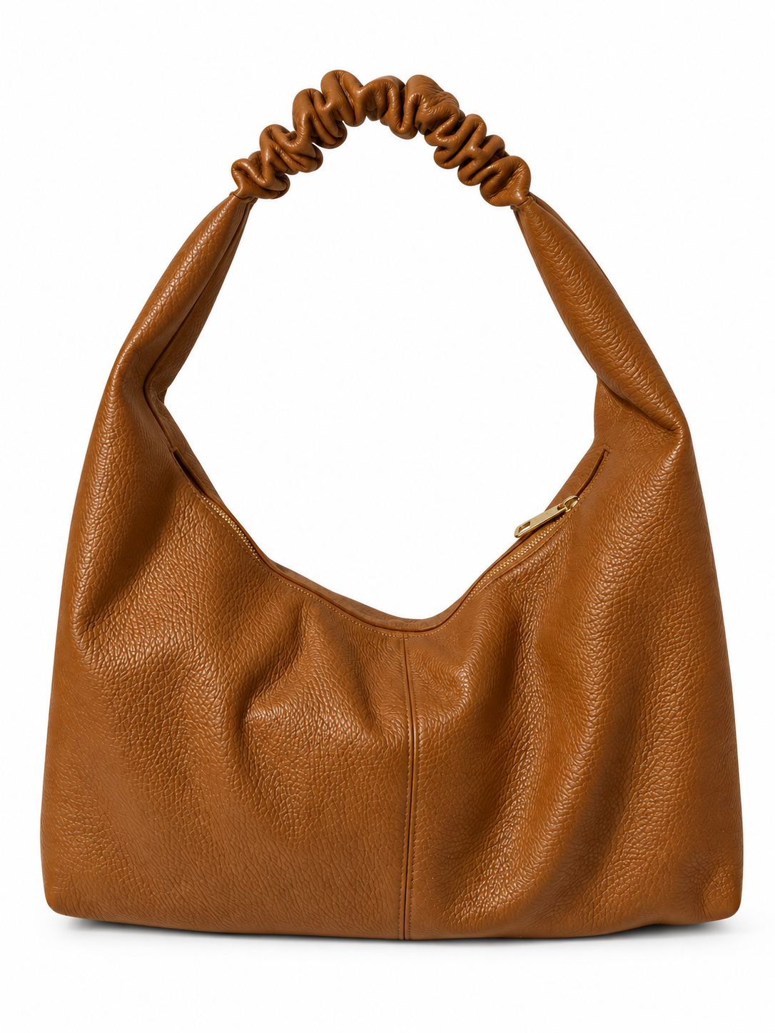Borsa in Pelle Arricciata di Dimensioni Medio-Piccole da Spalla con Chiusura con Zip