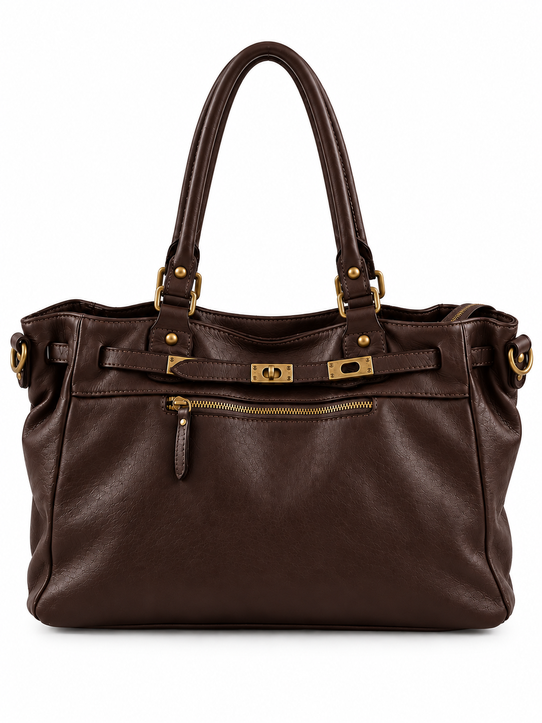 Borsa Donna in Vera Pelle Made in Italy – Borsa a Doppio Manico con Tasca Frontale con Zip