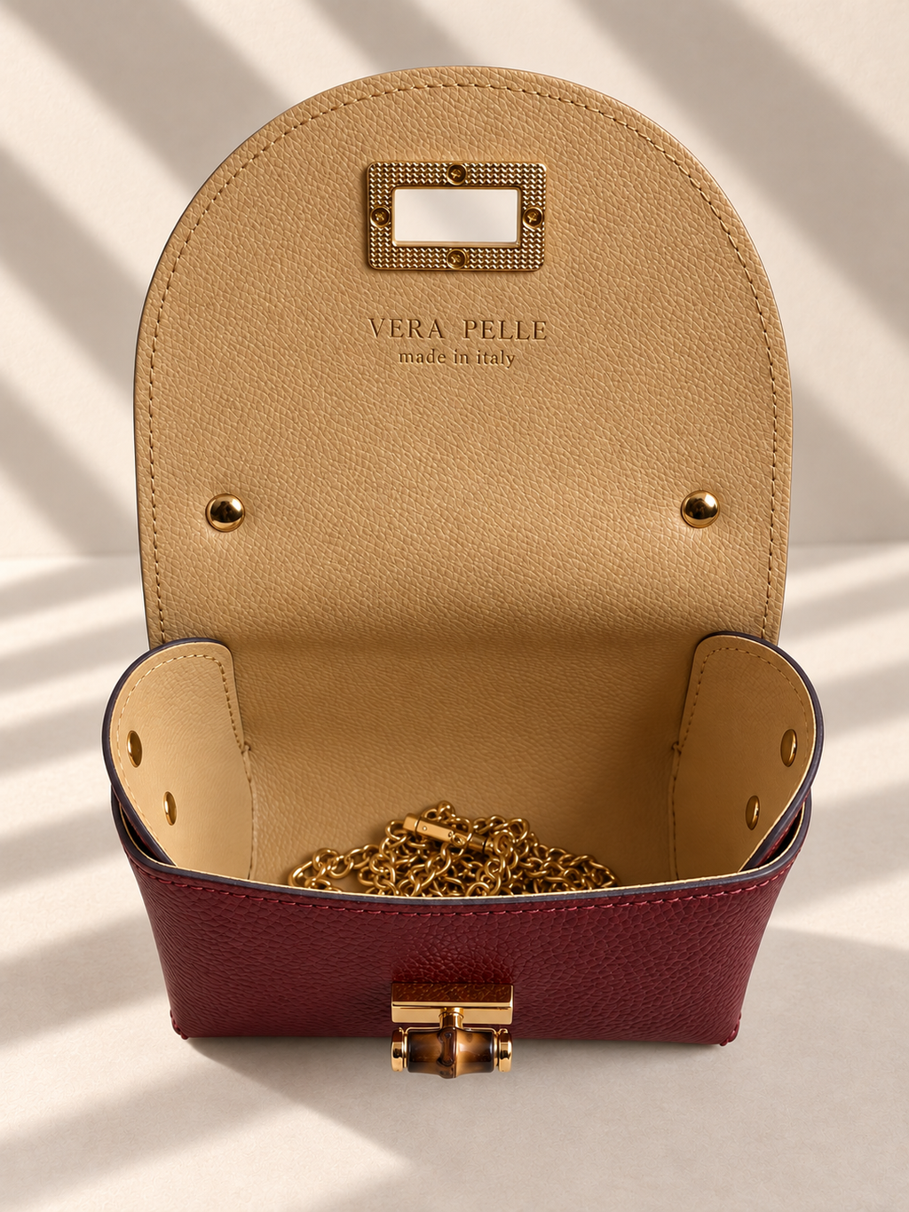 Borsa a Mano Donna in Vera Pelle Made in Italy con Tracolla a Catena