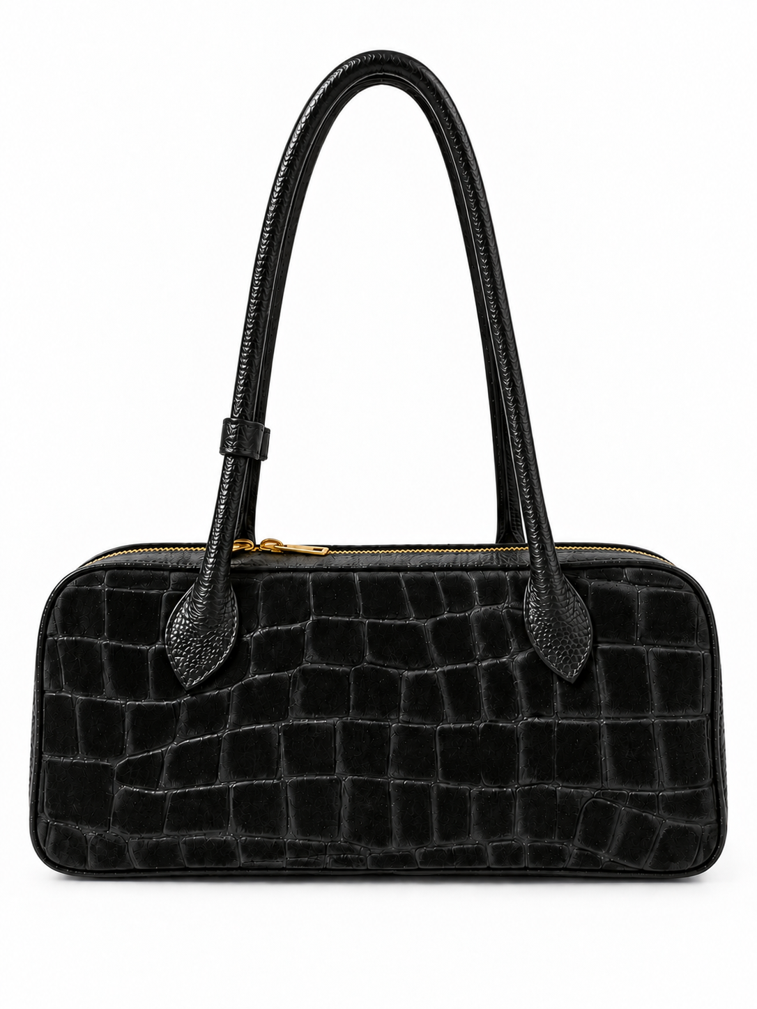 Borsa Donna in Vera Pelle Made in Italy Effetto Coccodrillo con Manico e Chiusura Zip Dorata