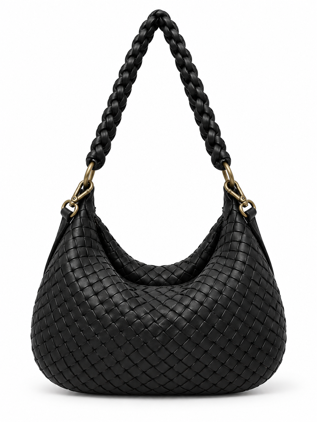 Borsa a spalla in pelle intrecciata a mano con tracolla intrecciata