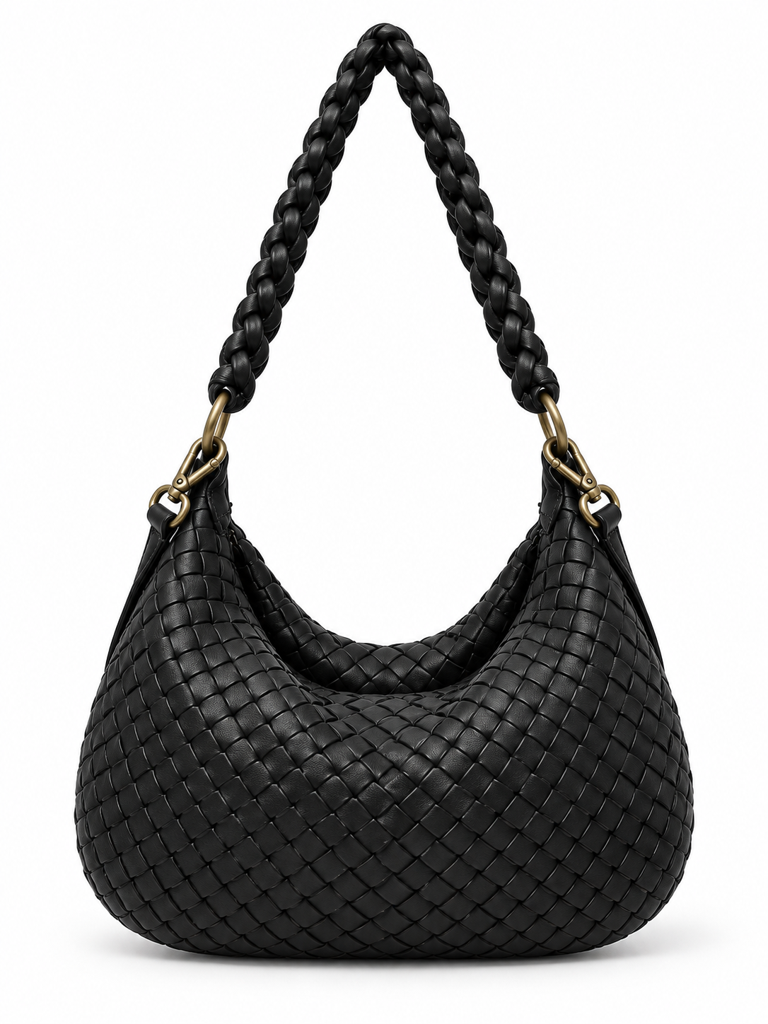 Borsa a spalla in pelle intrecciata a mano con tracolla intrecciata