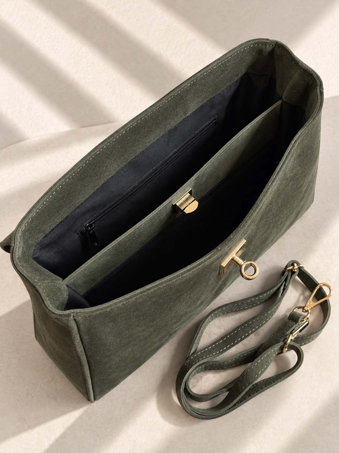 Borsa Donna in Camoscio Vera Pelle Made in Italy con Tracolla Rimovibile