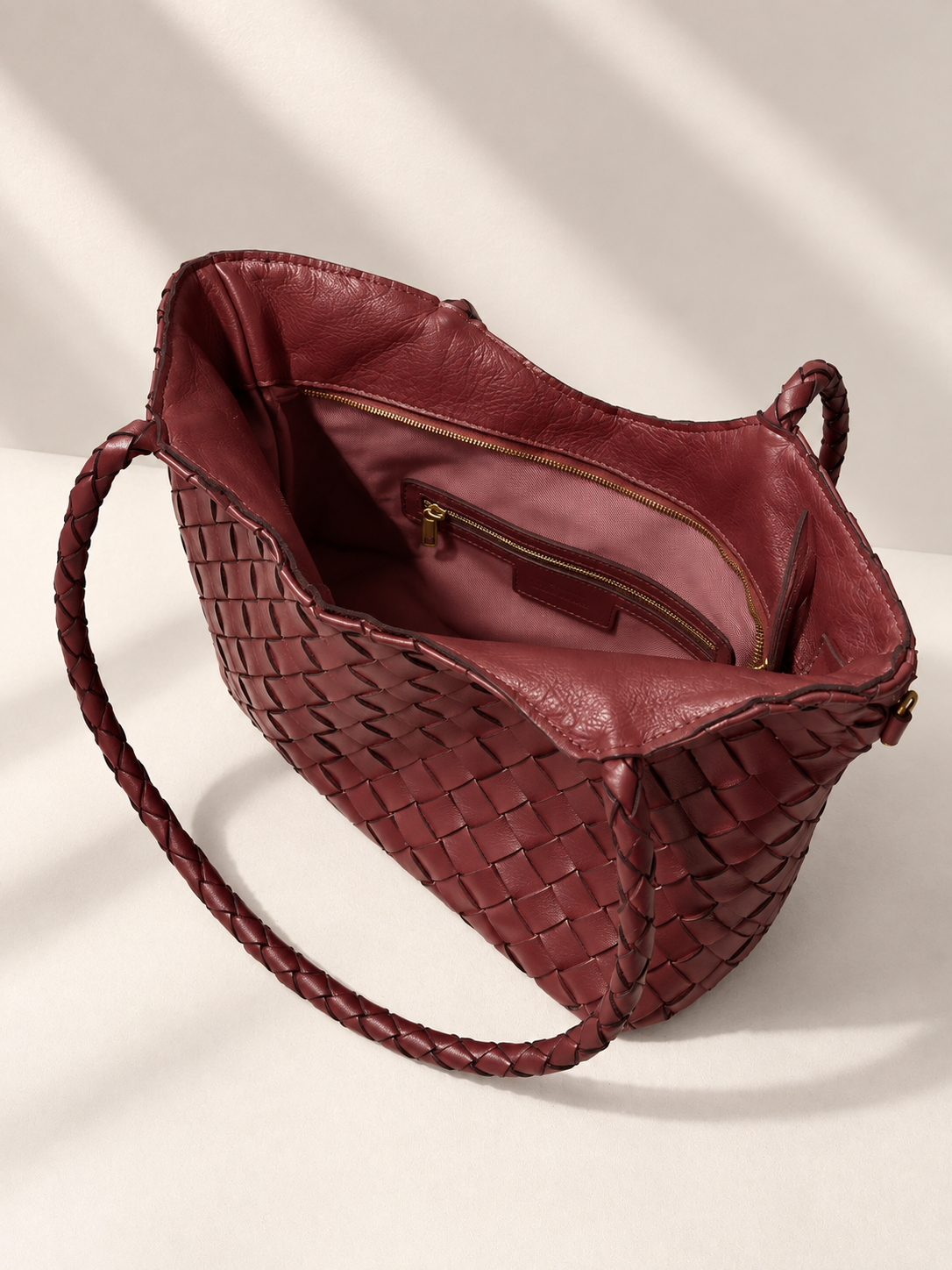Borsa Tote Donna in Vera Pelle Intrecciata Made in Italy con Manici Intrecciati