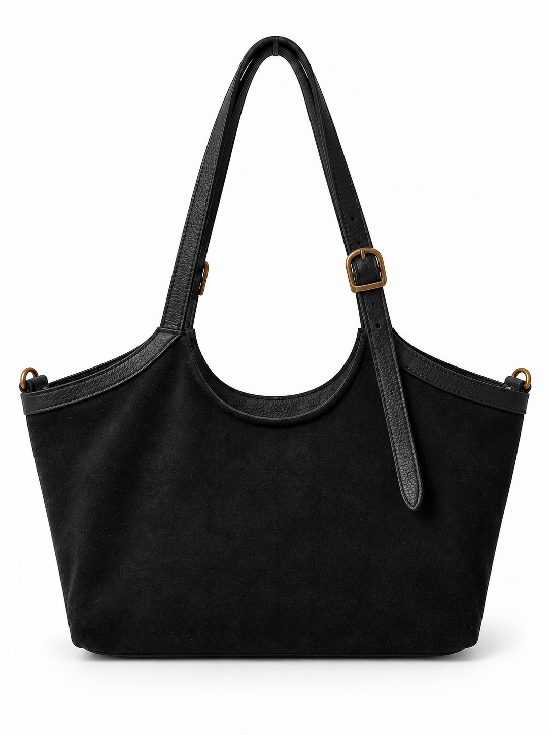 Borsa Shopper Donna in Vera Pelle Scamosciata Made in Italy con Manici Regolabili e Zip