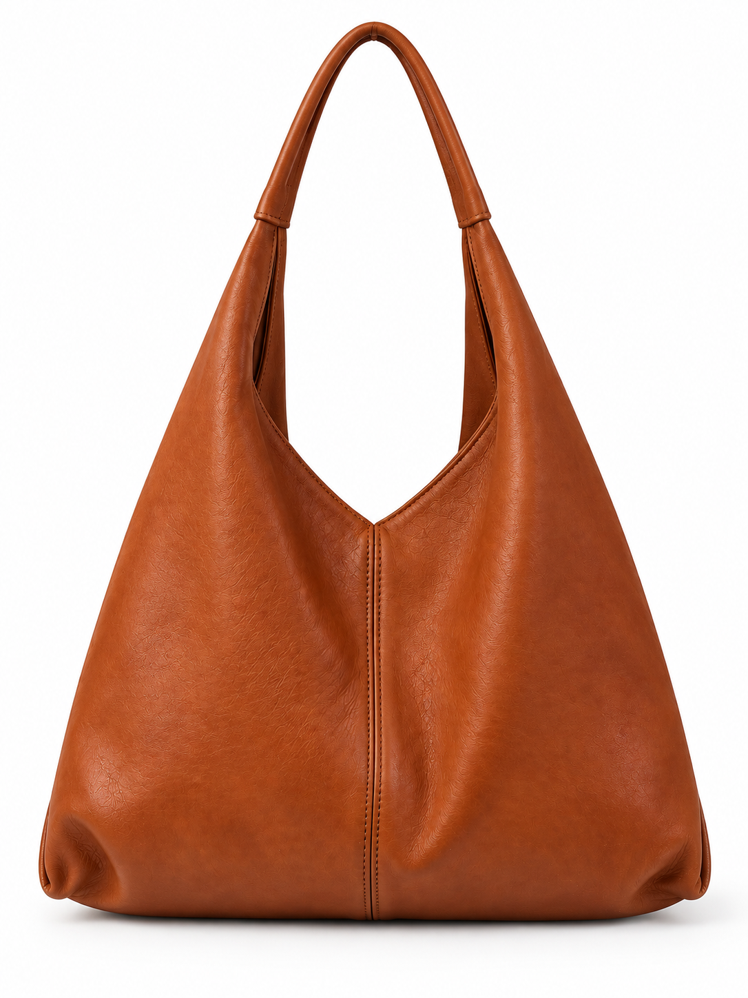 Borsa Hobo a Spalla in Pelle Testurizzata Made in Italy con Tasca Frontale con Cerniera