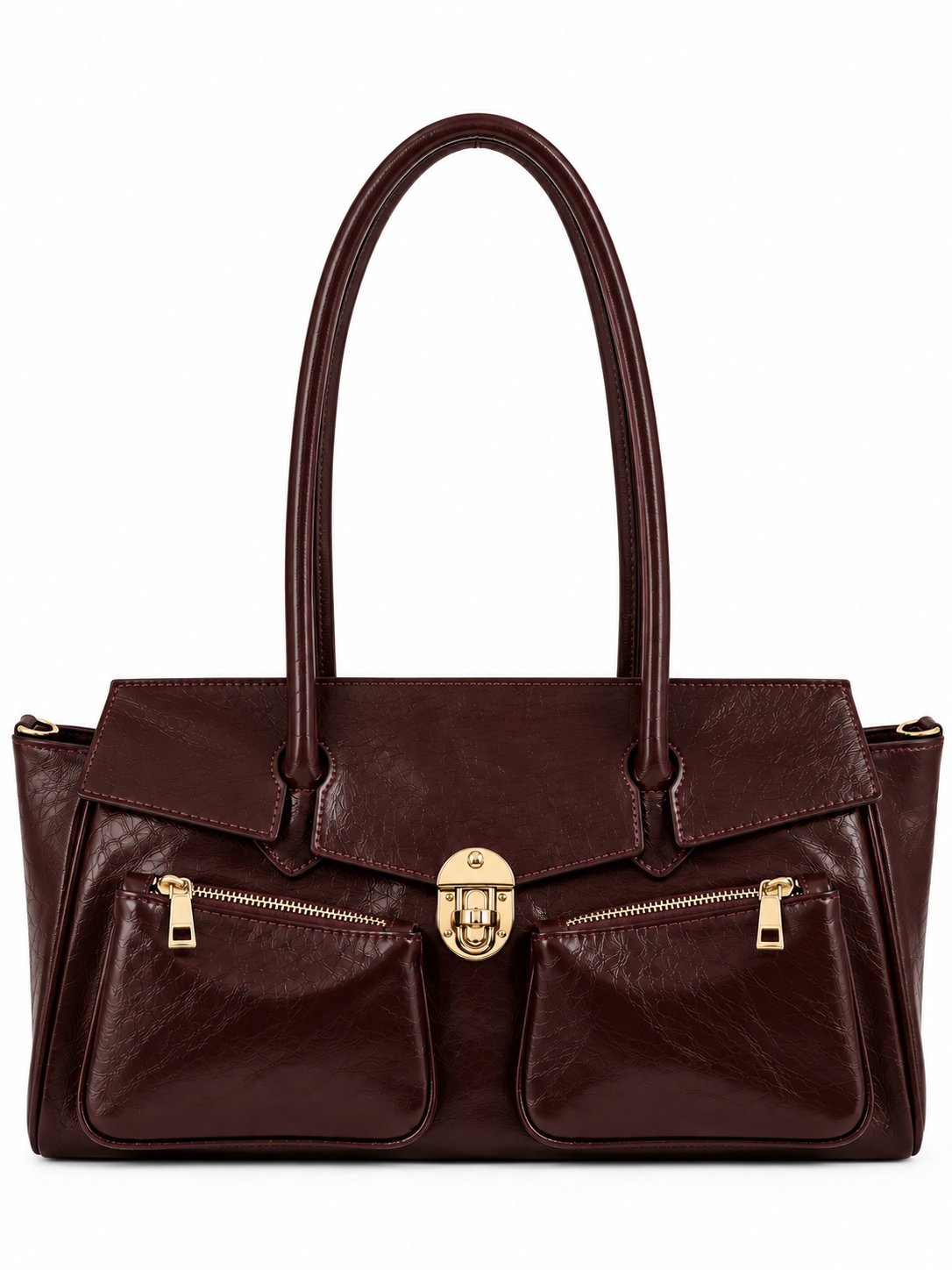 Borsa Donna in Vera Pelle Made in Italy con Tasche Frontali e Chiusura in Metallo