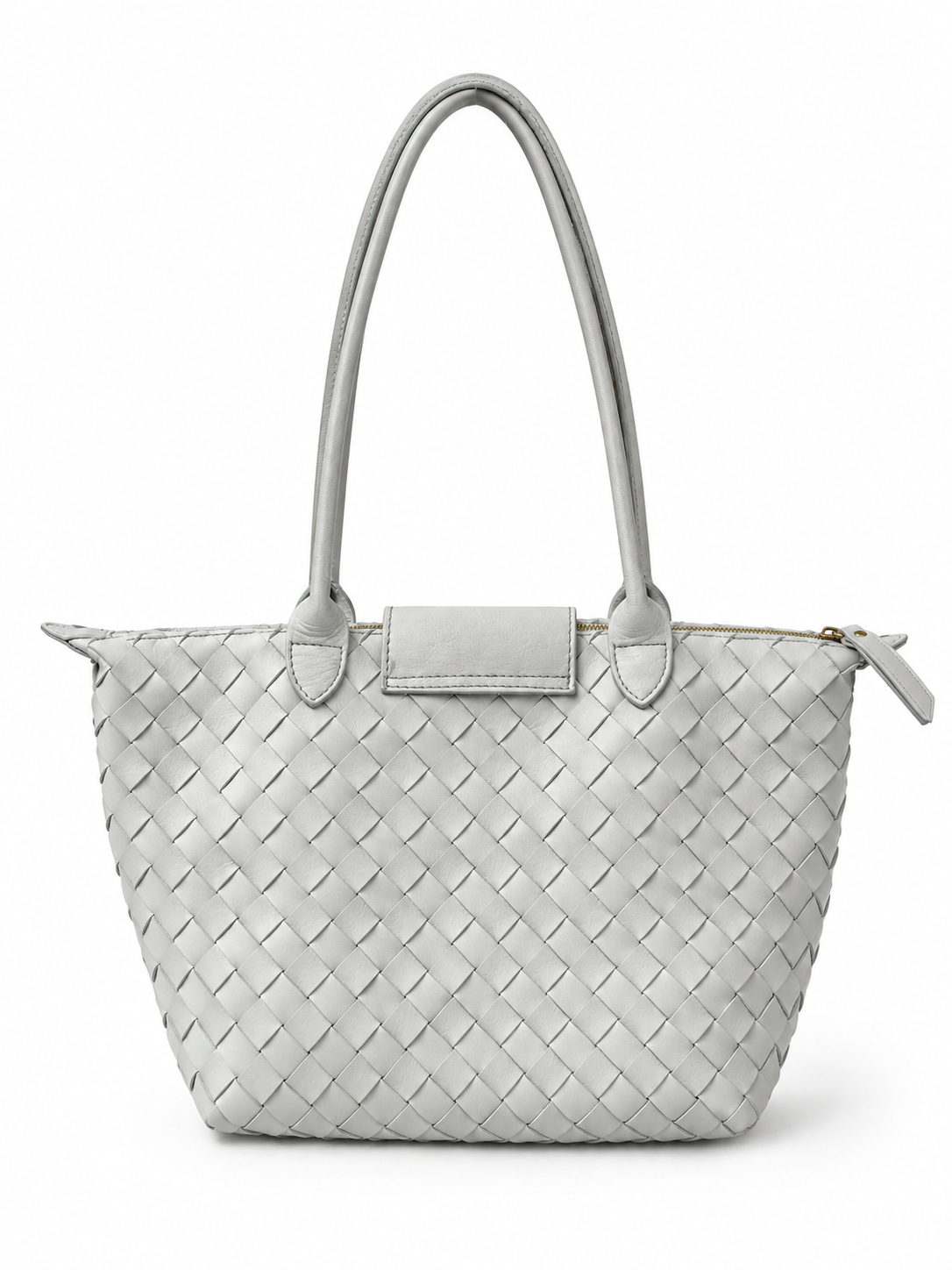 Borsa Hobo in Pelle Intrecciata a Mano con Tasca Frontale con Patta e Chiusura Superiore con Cerniera