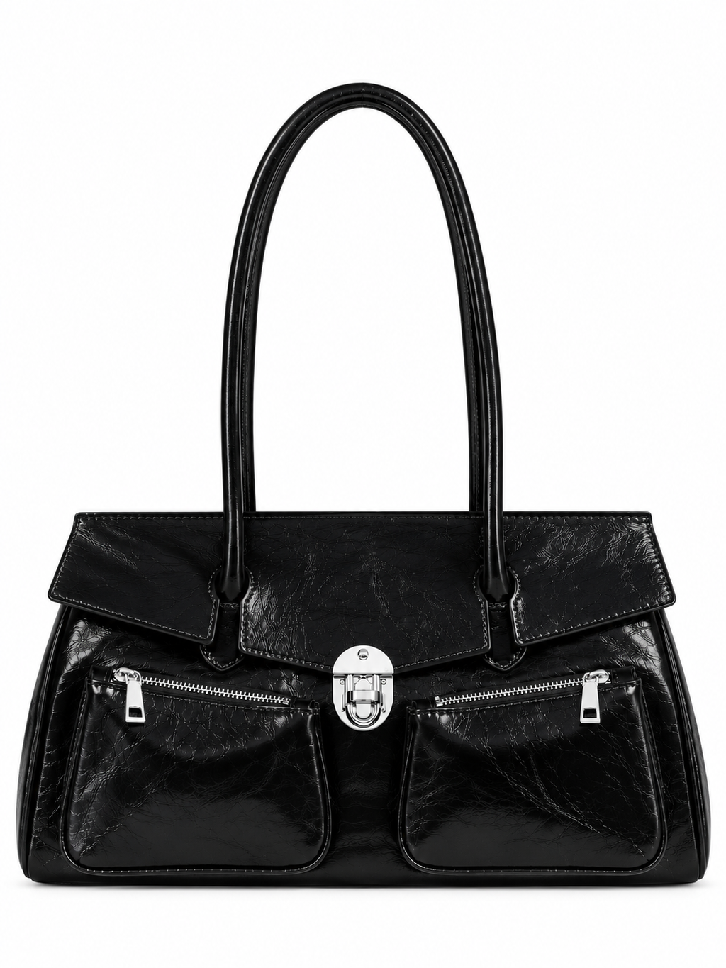 Borsa Donna in Vera Pelle Made in Italy con Tasche Frontali e Chiusura in Metallo