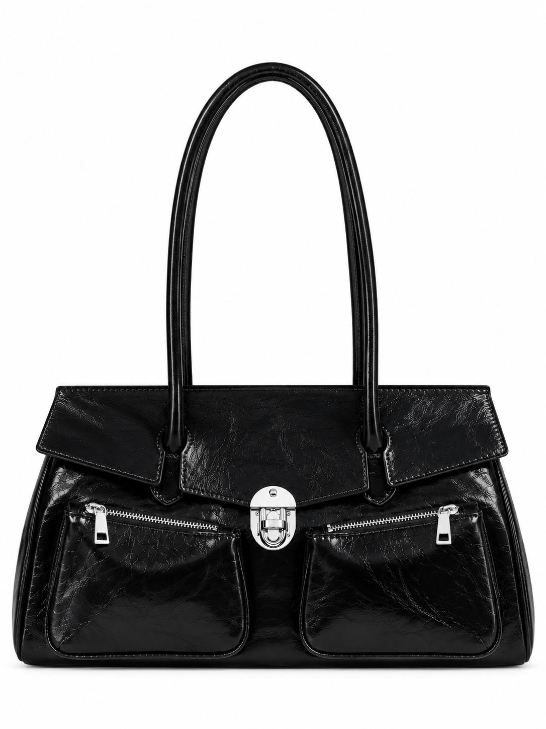 Borsa Donna in Vera Pelle Made in Italy con Tasche Frontali e Chiusura in Metallo