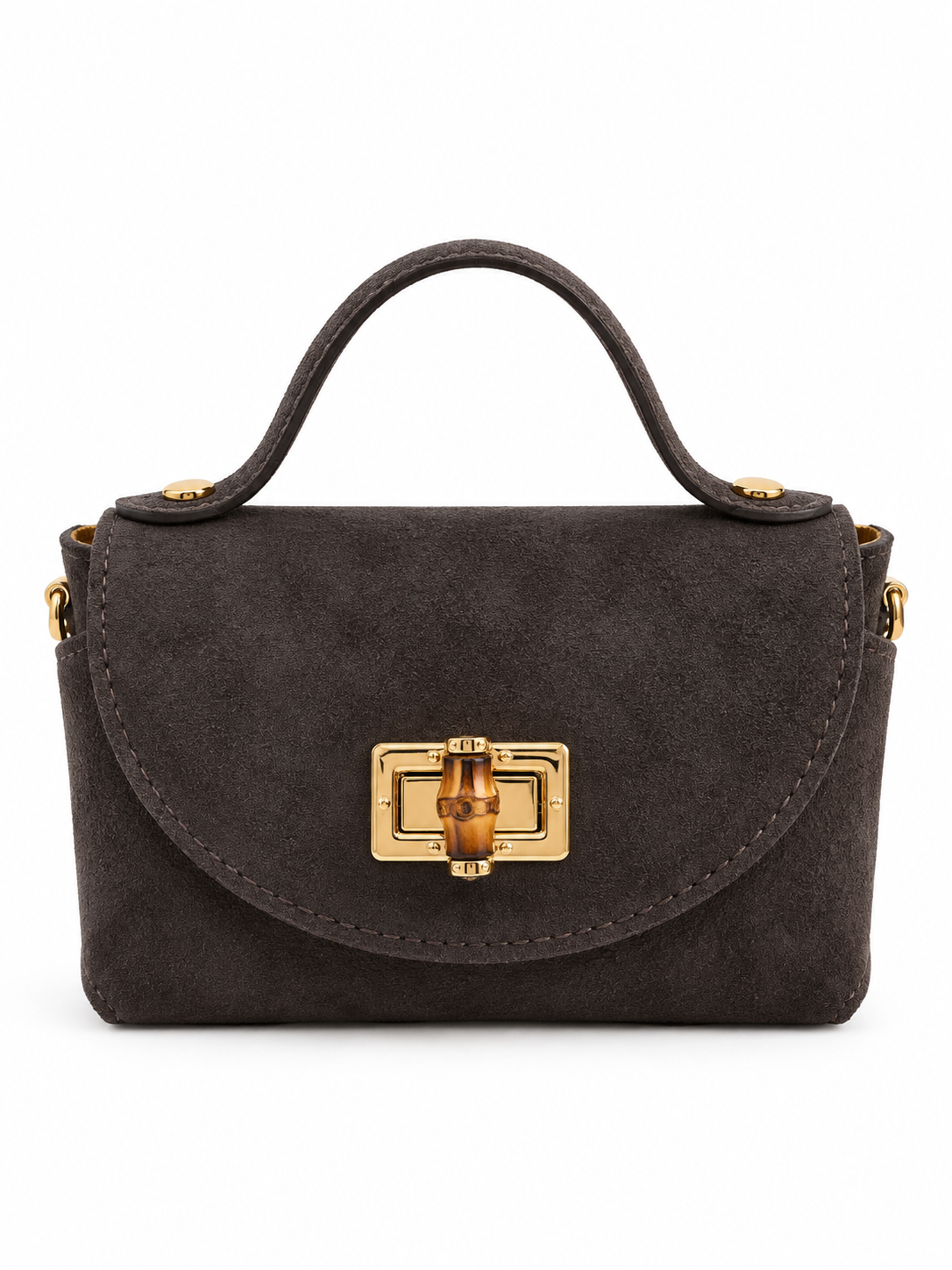 Borsa Donna in Camoscio Vera Pelle Made in Italy – Borsa a Mano con Tracolla a Catena e Chiusura Dorata