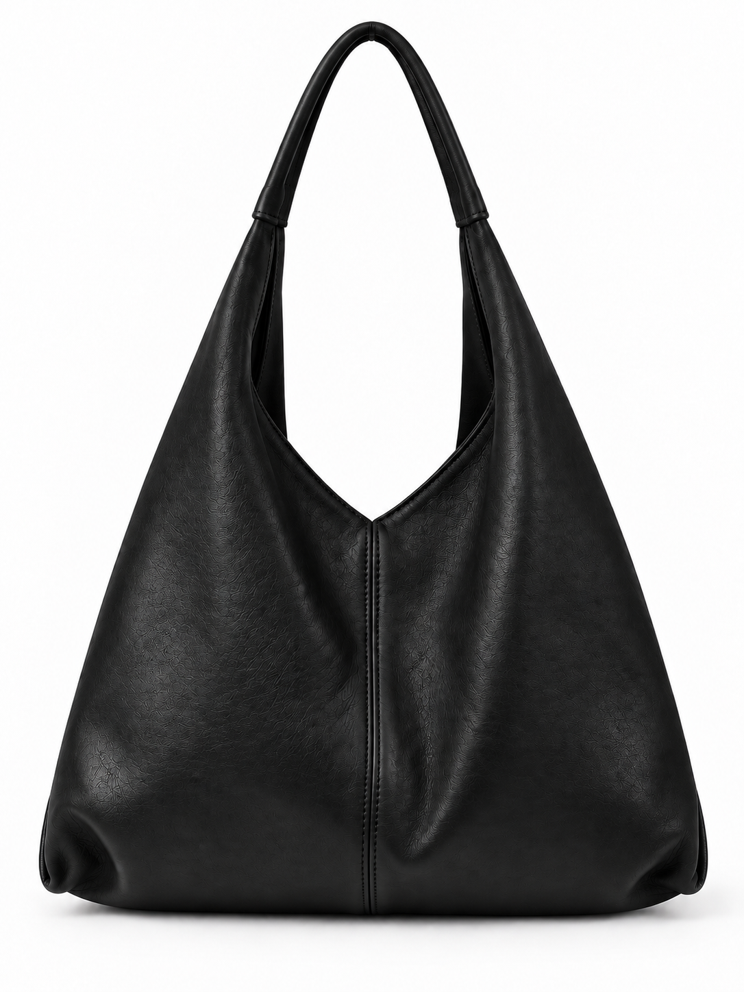Borsa Hobo a Spalla in Pelle Testurizzata Made in Italy con Tasca Frontale con Cerniera
