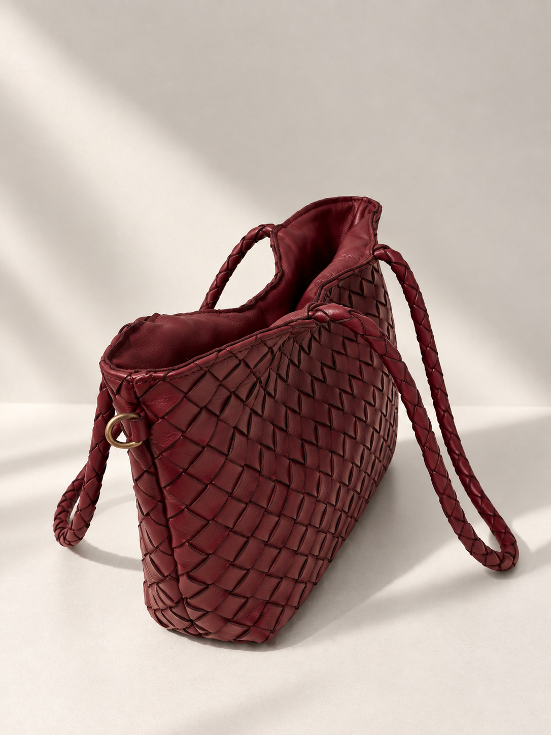 Borsa Tote Donna in Vera Pelle Intrecciata Made in Italy con Manici Intrecciati
