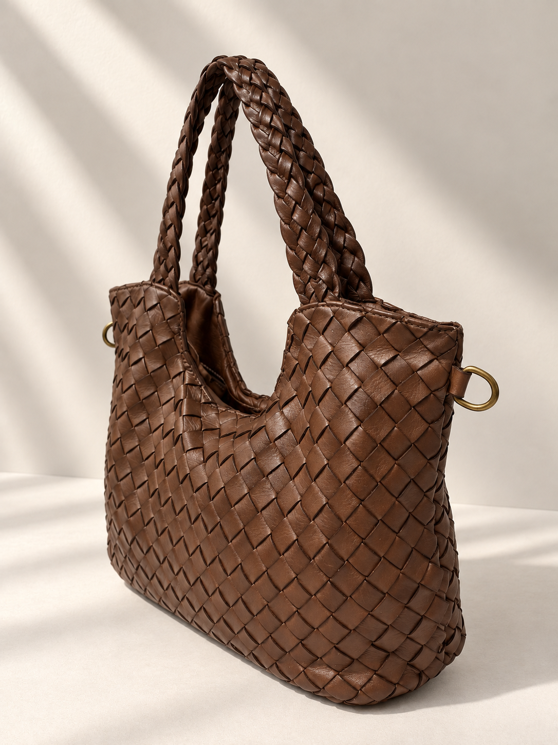 Borsa Hobo Donna in Vera Pelle Lavata Made in Italy con Manici Intrecciati